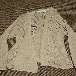 Knox Rose Open Weave Knit Cardigan In Taupe Plus  Boho